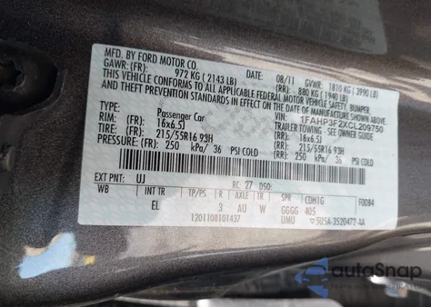 2012 Ford Focus Se z USA, uszkodzony, nr VIN 1FAHP3F2XCL209750